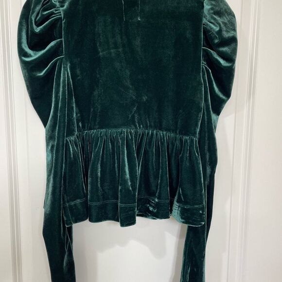 NWT Anthropologie Dark Green Maeve Velvet Babydoll top size XS - Picture 10 of 10